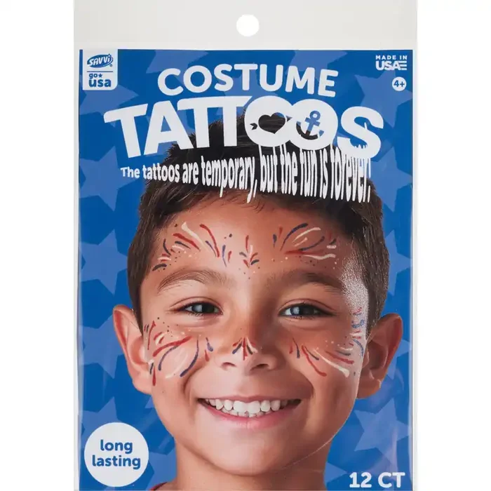 Savvi Costume Tattoos, Go Usa, 12 Ct