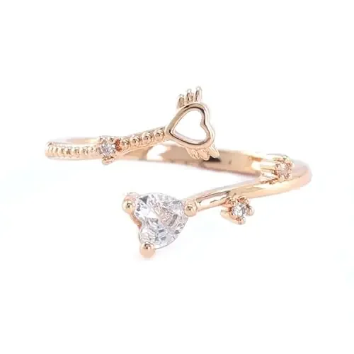 SAYONAM FASHION Rose Gold Delight Stainless Steel Ring, Metal, No Gemstone