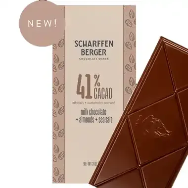 Scharffen Berger Chocolate Maker, Inc. Scharffen Berger 41% Cacao Milk Chocolate Almonds Seat Salt