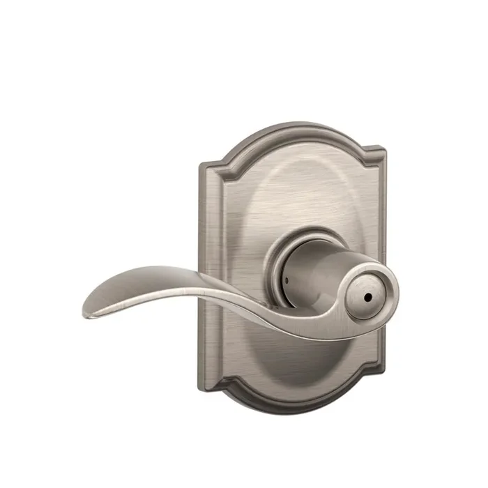 Schlage Accent with Camelot trim Satin Nickel Interior Bed/Bath Privacy Door Handle