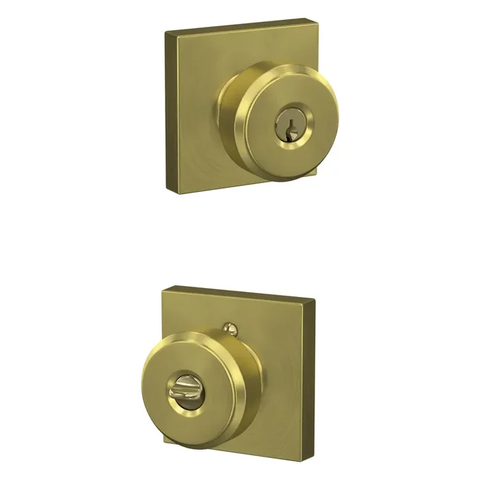 Schlage Custom Bowery – Collins Satin Brass Exterior Keyed Entry Door Knob