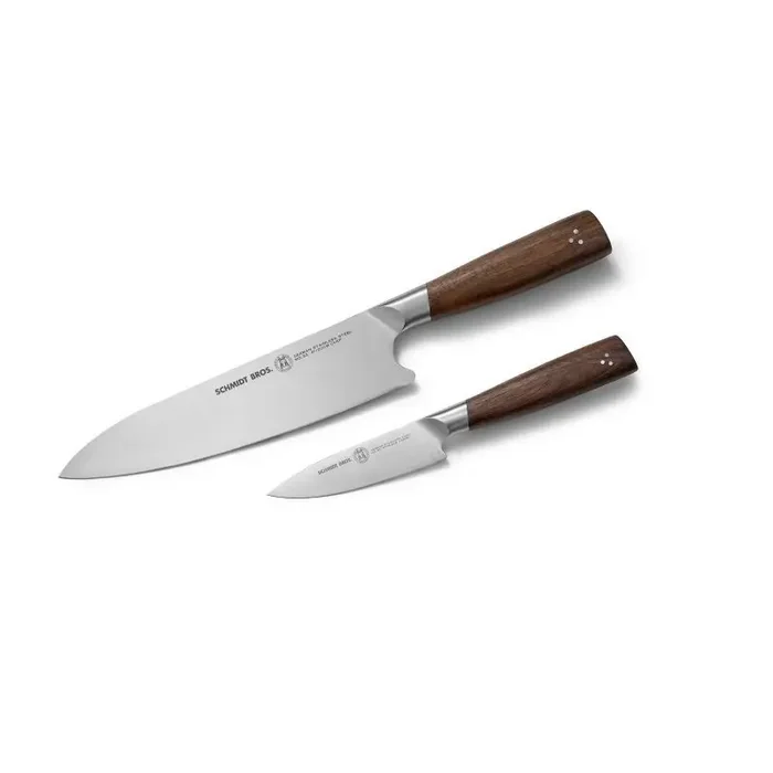 Schmidt Bros Cutlery 2pc Prep Knife Set Delta Stainless Steel Blades, Wood Handles, Hand Wash, Lifetime Warranty