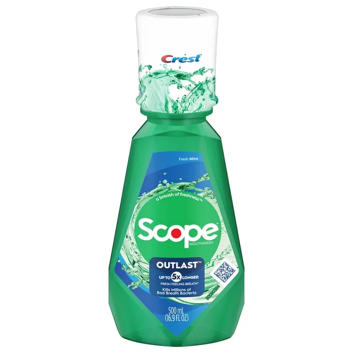 Scope Crest Scope Outlast Mouthwash, Fresh Mint, 500mL