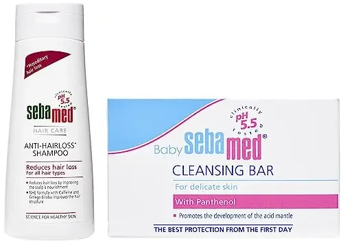 SebaMed Anti-Hairloss Shampoo 200ml & Baby Sebamed Cleansing Bar- 100 g