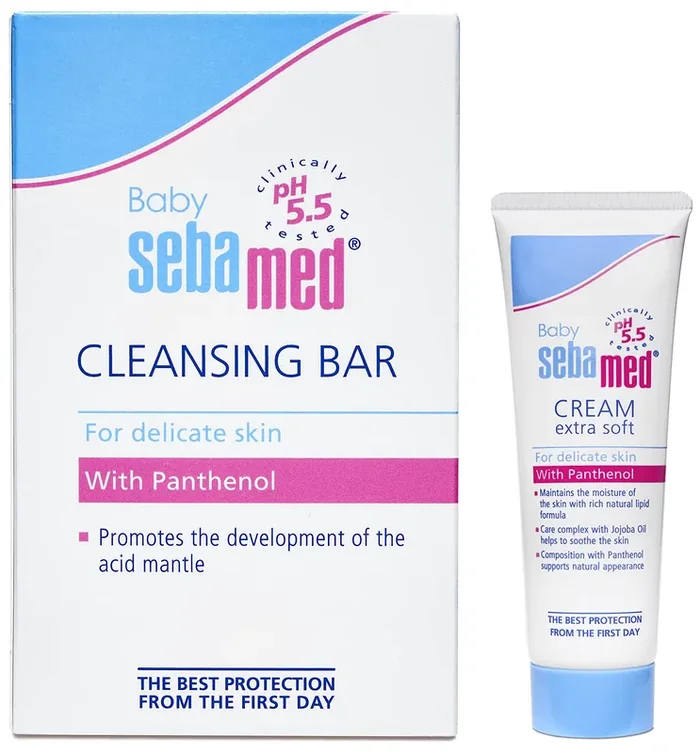 Sebamed Baby Cleansing Bar (150g) & Baby Cream, Extra Soft, 50ml