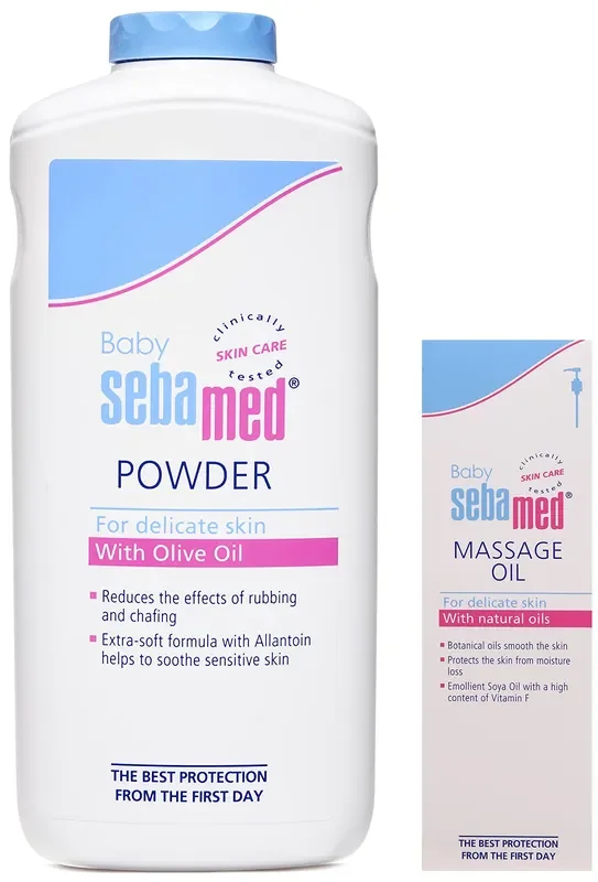 Sebamed Baby Powder (400G) And Sebamed Baby Massage Oil, 150Ml