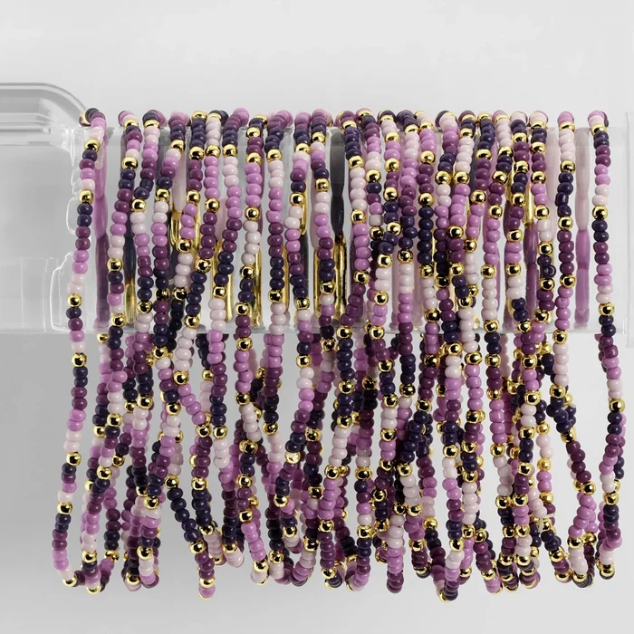 Seed Beed 2mm Purple/Gold Bracelet