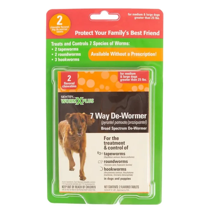 SENTRY WORM X PLUS 7 Way Broad Spectrum Dog De-Wormer – 2 Pack