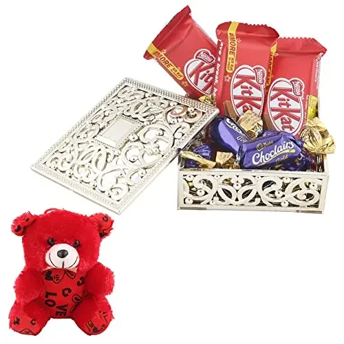 SFU E Com Choclairs & Nestle Chocolate Gift Box Valentine Teddy Bear with Chocolate Combo Valentine Chocolate Hamper 198
