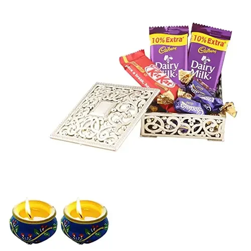 SFU E Com Dairy Milk & Nestle Chocolate Gift Box Diwali Chocolate Gift Hamper Premium Diwali Matki Diya 2 Pieces with Chocolate Hamper 195