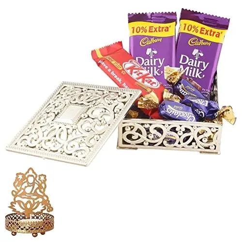 SFU E Com Dairy Milk & Nestle Chocolate Gift Box Premium Diwali Chocolate Gift laxmi ji Shadow Candle Holder with Chocolate Hamper Chocolate Gift Hamper 196