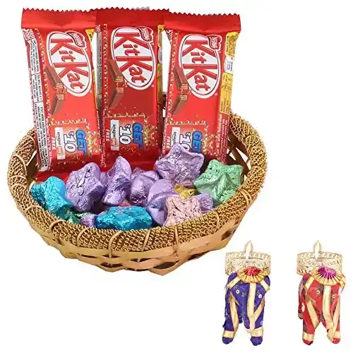 SFU E Com Nestle Chocolate Gift Combo Diwali Chocolate Gift Premium Elephant Set of 2 Candle with Chocolate Hamper Chocolate Gift Hamper 319