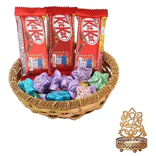 SFU E Com Nestle Chocolate Gift Combo Premium Diwali Chocolate Gift laxmi ji Shadow Candle Holder with Chocolate Hamper Chocolate Gift Hamper 319