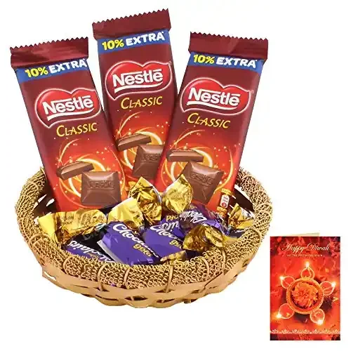 SFU E Com Nestle Classic & Choclairs Gold Chocolates Gift Hamper Diwali Chocolate Gift Premium Diwali Chocolate Gift with Greeting Card Chocolate Gift for Diwali, New Year Wishes 297