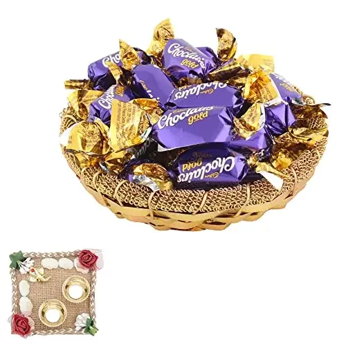SFU E Com Nestle Classic & Choclairs Gold Chocolates Gift Hamper Premium Pooja Thali with Chocolate Hamper Chocolate Gift for Diwali, Bhai Dooj , New Year Pooja, Dhan Pooja 294