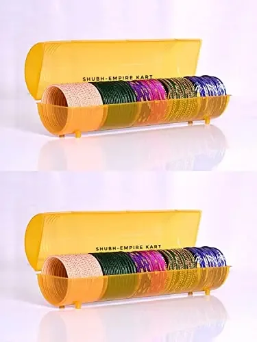 Shubh Empire Bangle Box For Storage Women,Jewellery Box,Bangle Box For Women With Partition,Portable Bangle Box With Latest Stylish Design,Chudi box,Transparent Organizer Pack of 2(Multicolor)