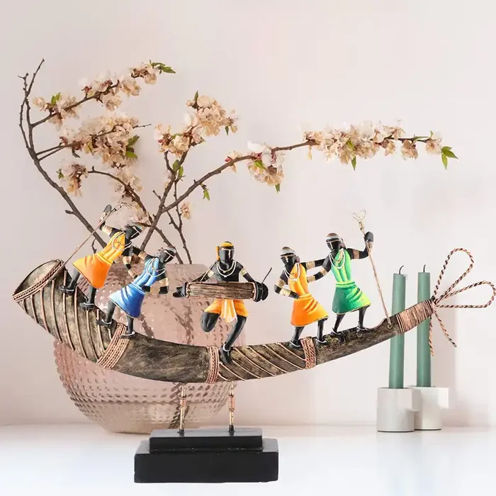 SIKKI CRAFT Antique Bastar Tribal Art Home dcor Handmade Showpiece Gifts – Table & Office Decor – Trumpet Dance (18 inch Wrought Iron Multicolour)