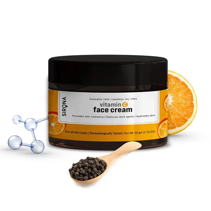 Sirona Vitamin C Face Cream for Men & Women 50 gm Daily Cream for Radiant & Even toned Skin Moisturizer for Face, Provides Skin Radiance & Reduces Dark Spots