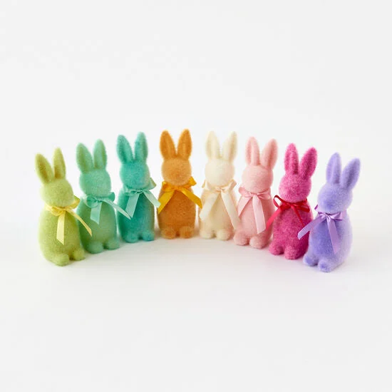 SMALL FLOCKED PASTEL BUTTON NOSE BUNNY