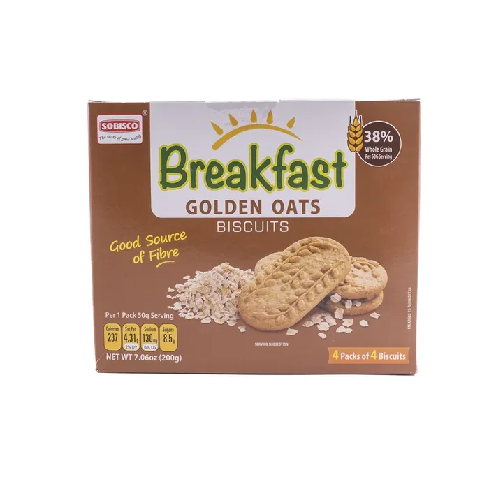 SOBISCO Breakfast Golden Oats Biscuits Good Source of Fiber (200gm) (Pack of 5)