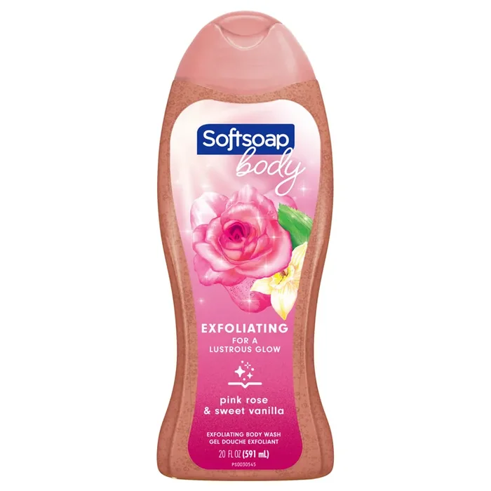 Softsoap Body Pink Rose & Sweet Vanilla Scent Body Wash, Exfoliating Body Wash – 20 Fluid Ounce