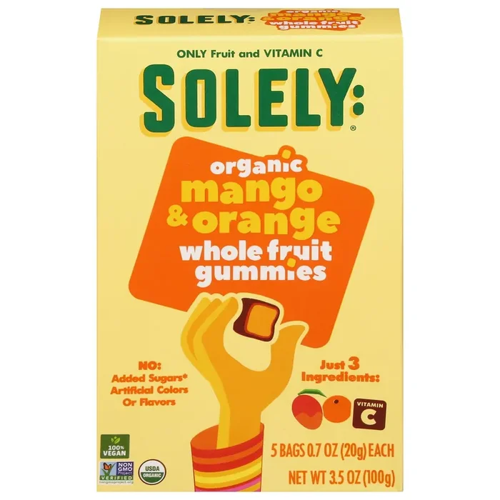 Solely Organic Whole Fruit Mango & Orange Gummies 5 – 0.7 oz Bags