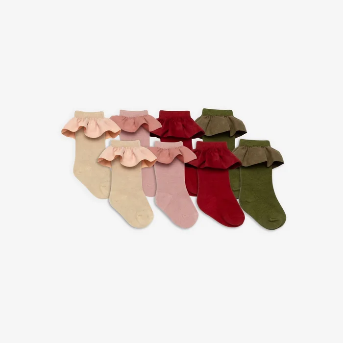 Solid Multi Baby Girl Satin Trim Socks | Juliet Socks