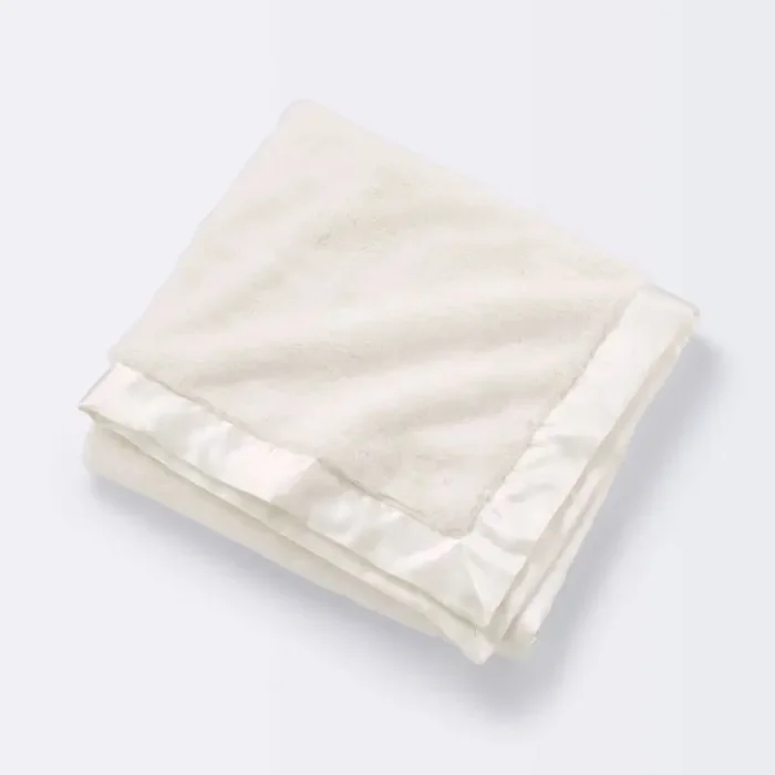 Solid Satin Edge Plush Baby Blanket – Cream – Cloud Island™