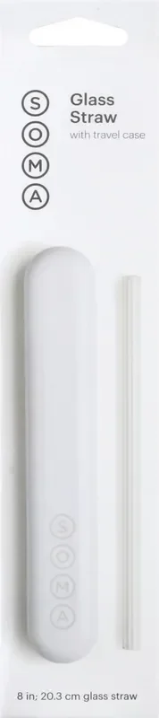Soma Water 8 Inch Clear with Travel Case Glass Straw 1 ea