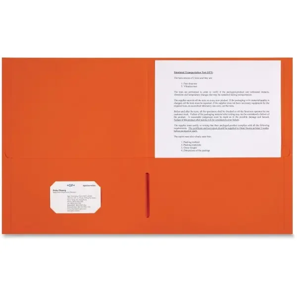 Sparco Leatherette Portfolio, 8-1/2″” x 11″”, 2 Pocket, Orange, Box of 25