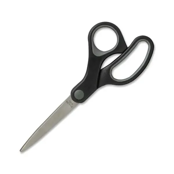 Sparco Rubber Handle Scissors, 7″”, Pointed, Black/Gray