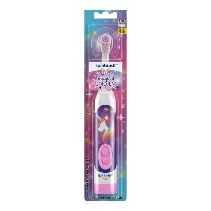 Spinbrush Mermaid or Unicorn Kid‘‘s Spinbrush Electric Battery Toothbrush, Soft Bristles, Character May Vary