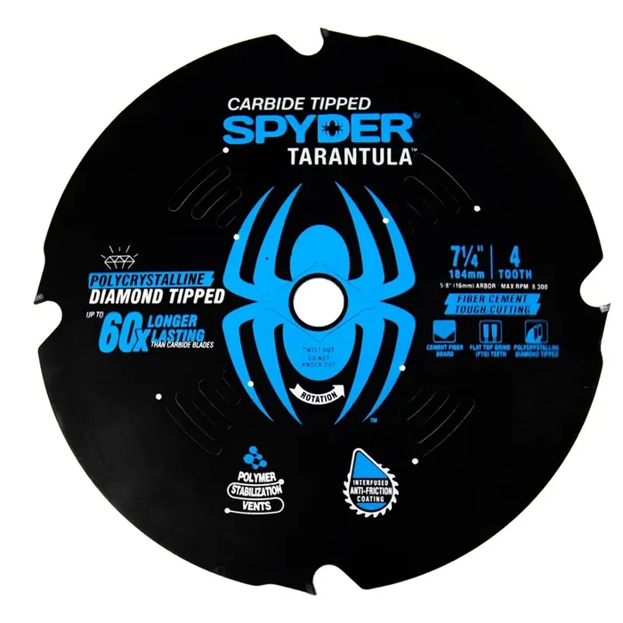 Spyder Fiber Cement 7-1/4-in 4-Tooth Diamond Circular Saw Blade