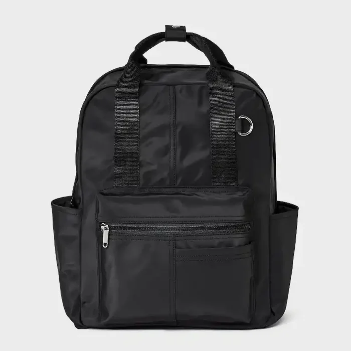 Square Backpack – Wild Fable™ Black College Bookbag, Fits 16″ Laptop, Lightweight Woven Design