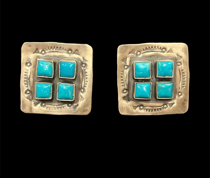Square Cluster Earring – Blue Turquoise