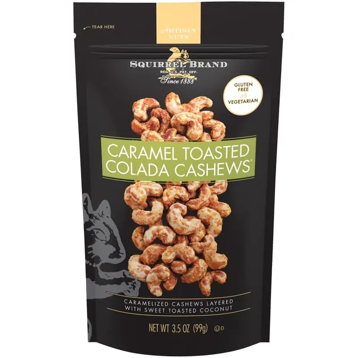 Squirrel Brand Artisan Nuts Cashews Colada Caramel Toasted