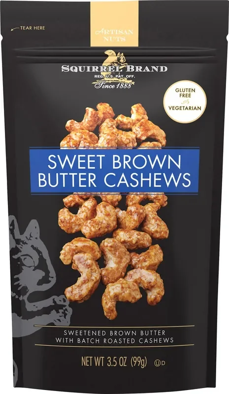 Squirrel Brand Sweet Brown Butter Cashews 3.5 oz. Bag