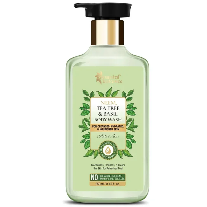 St.Botanica Oriental Botanics Neem, Tea Tree and Basil Anti Acne Body Wash – No Parabens and Sulphates, Cruelty Free and Vegan (250 ml)