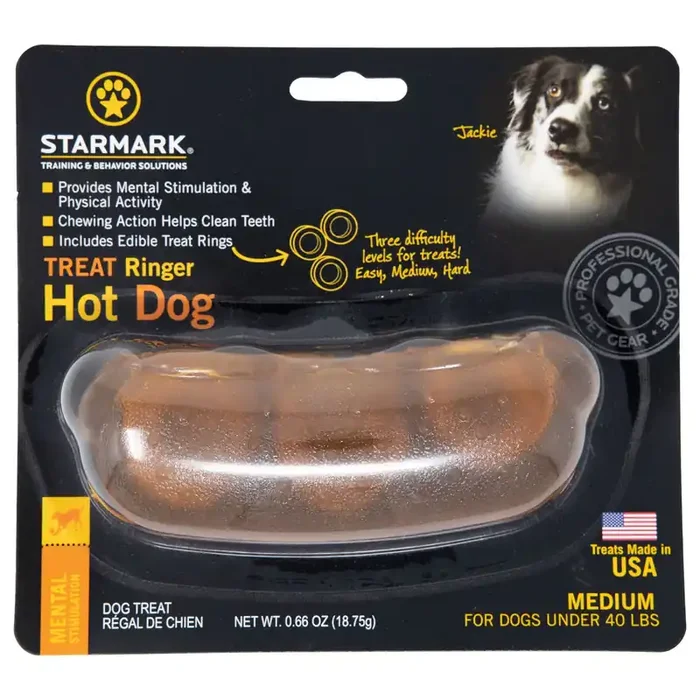 Starmark Treat Ringer Hot Dog Dog Toy