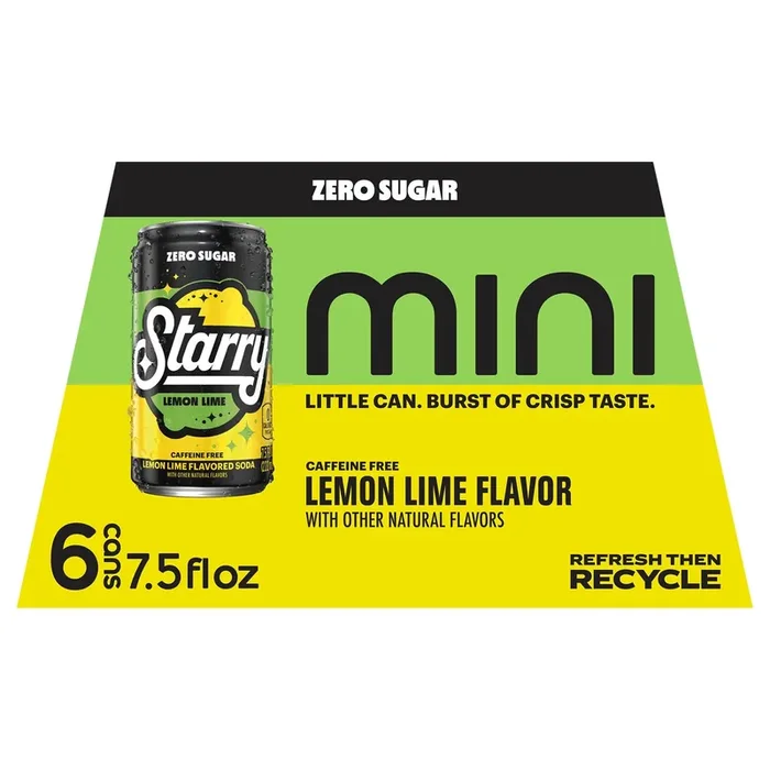 Starry Zero Sugar Soda Lemon Lime , Paperboard – 6 ct