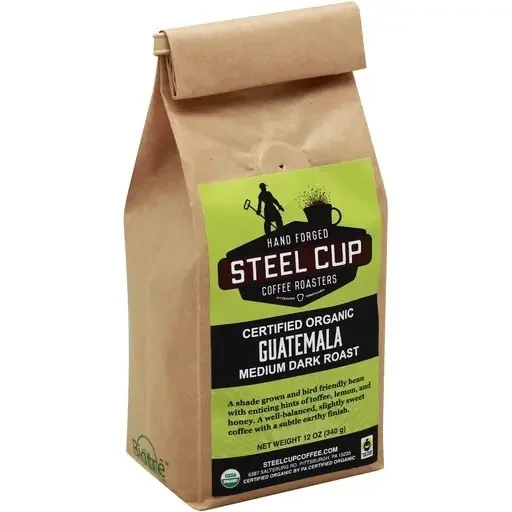 Steel Cup Coffee Roasters Coffee, Organic, Whole Bean, Medium Dark Roast, Guatemala