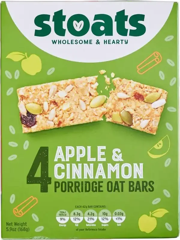 Stoats Apple & Cinnamon Porridge Oat 1.48 oz Bars