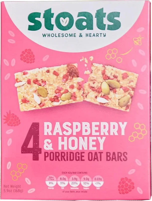 Stoats Raspberry & Honey Porridge Oat 1.48 oz Bars