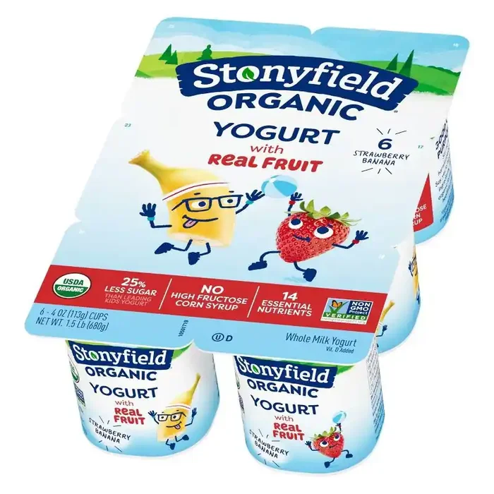 Stonyfield Organic Kids‘ Strawberry Banana Whole Milk Yogurt – 6ct/4oz Cups