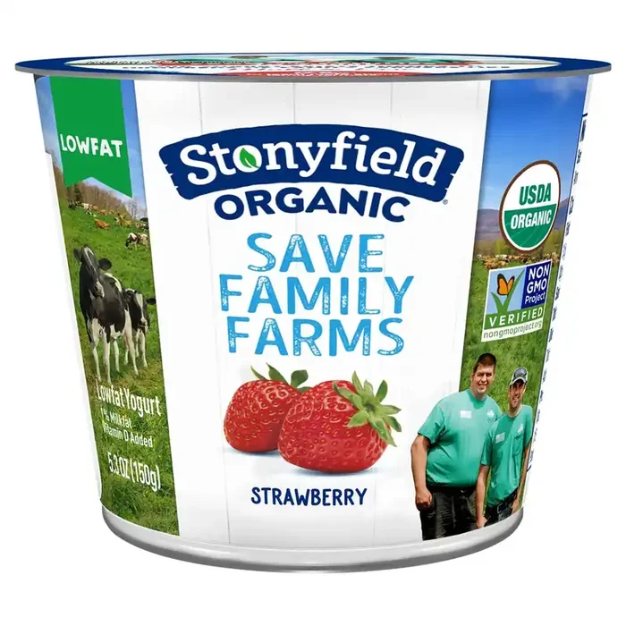 Stonyfield Organic Lowfat Yogurt, Strawberry, 5.3 oz. Cup