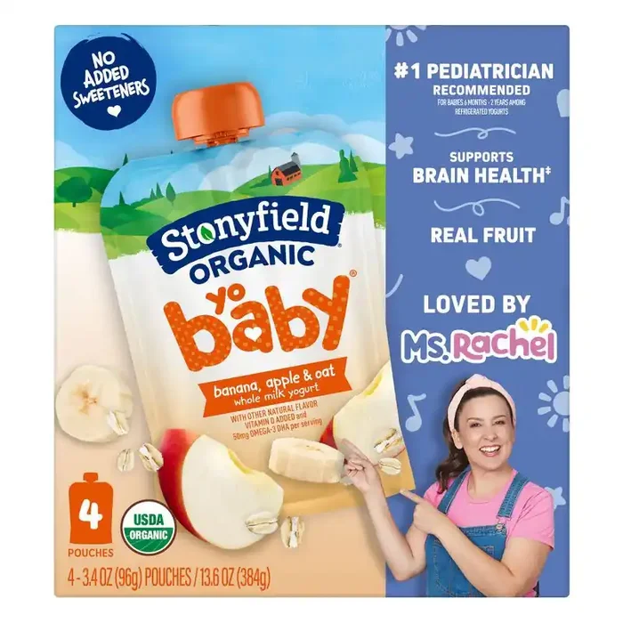 Stonyfield Organic YoBaby Banana & Oat Whole Milk Yogurt – 4ct/3.4oz Pouches