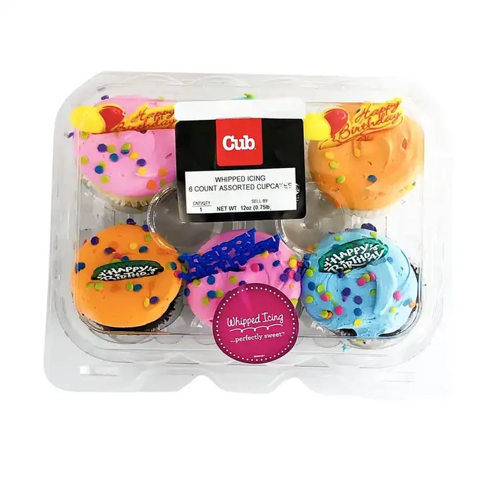 Store Brand Whipped Icing 6Ct Cupcake Assorted