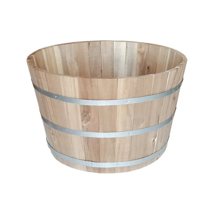Style Selections Round 23.62-in W x 23.62-in L Brown Wood Indoor/Outdoor Whiskey Barrel