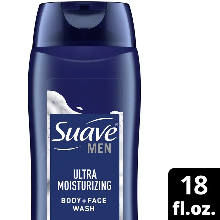 Suave Men Face & Body Wash, with Shea Butter & Coconut Oil, Body Cleanser for Moisturized Skin With an All day Creamy Scent 18 oz