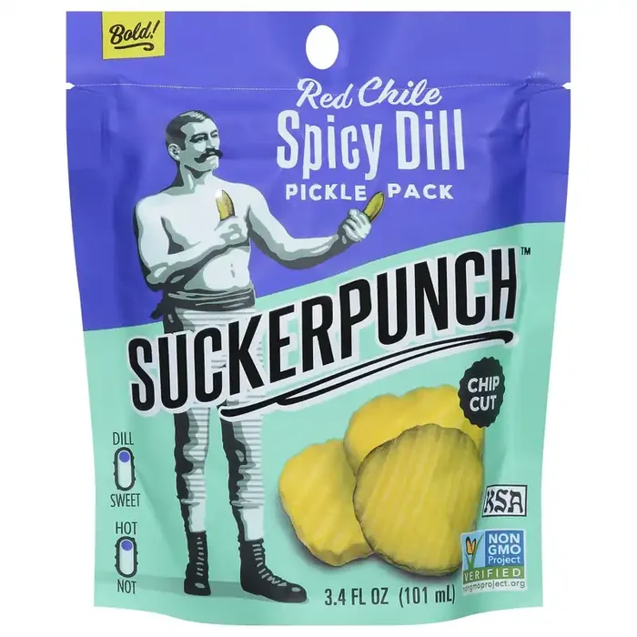 SuckerPunch Chip Cut Red Chile Spicy Dill Pickle Pack 3.4 fl oz